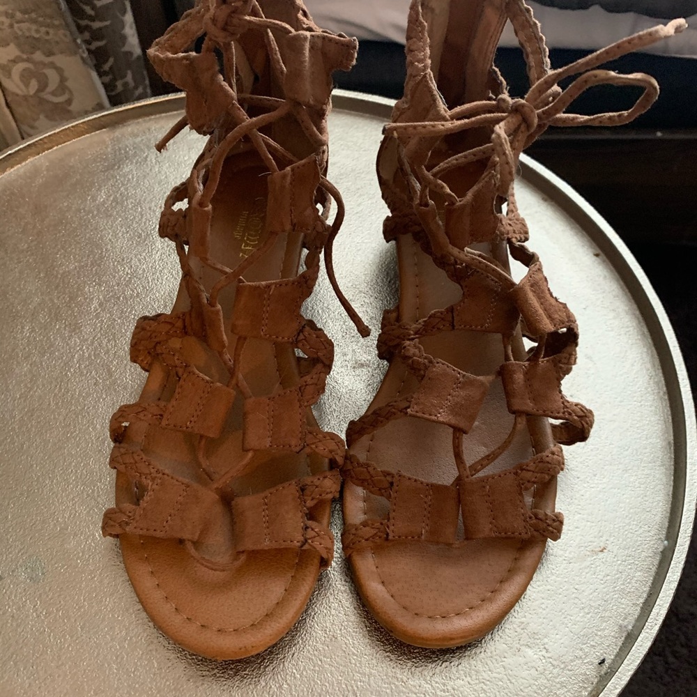 Brown lace up sandal